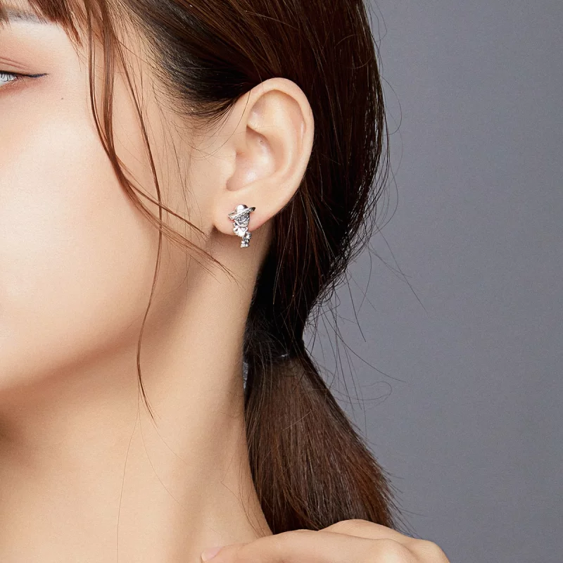 (image pour) Boucles d'oreilles clous en argent style Pandora avec tête de mort de guitare - - Afficher 4