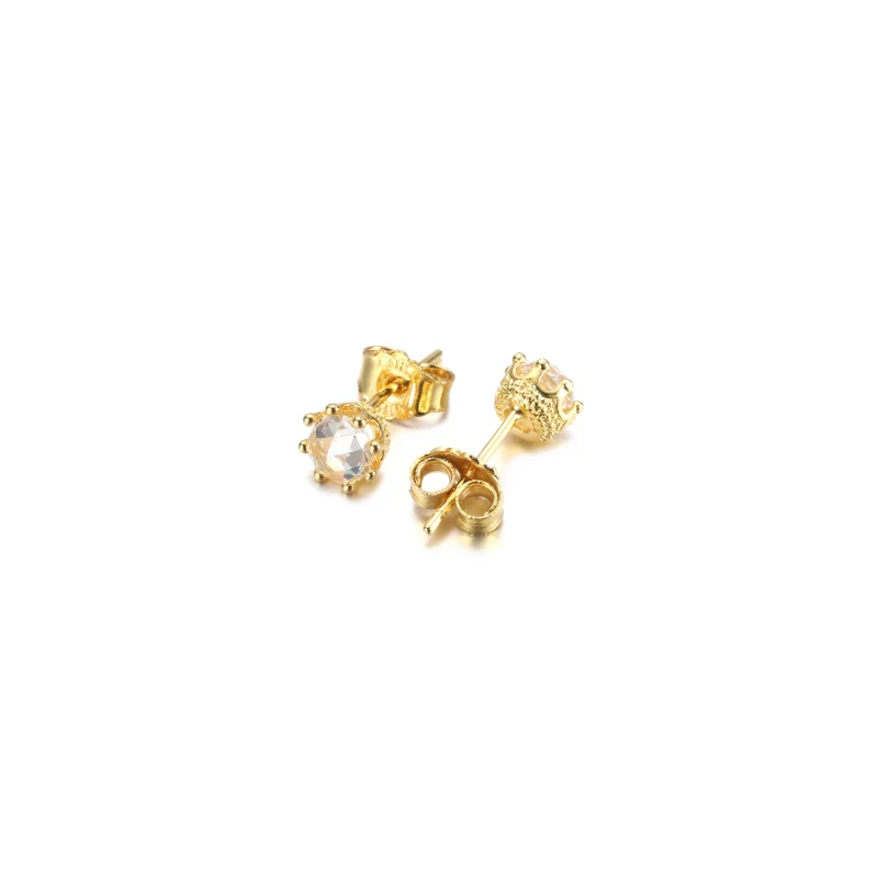 (image pour) Boucles d'oreilles clous PANDORA Clear Sparkling Crown - 268311C01 - Afficher 3
