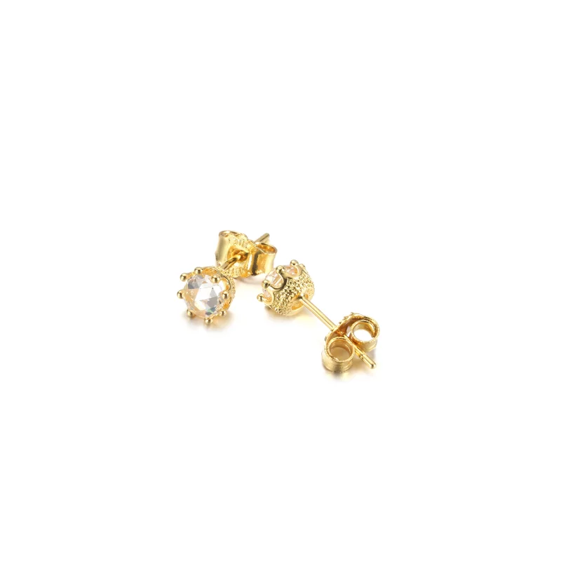 (image pour) Boucles d'oreilles clous PANDORA Clear Sparkling Crown - 268311C01 - Afficher 4