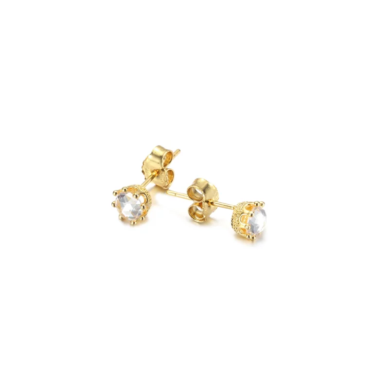 (image pour) Boucles d'oreilles clous PANDORA Clear Sparkling Crown - 268311C01 - Afficher 5