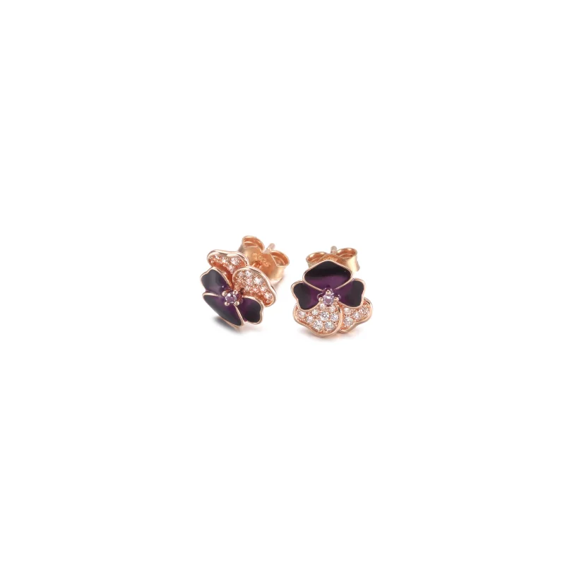 (image pour) Boucles d'oreilles clous PANDORA Deep Purple Pansy Flower - 280781C01 - Afficher 2