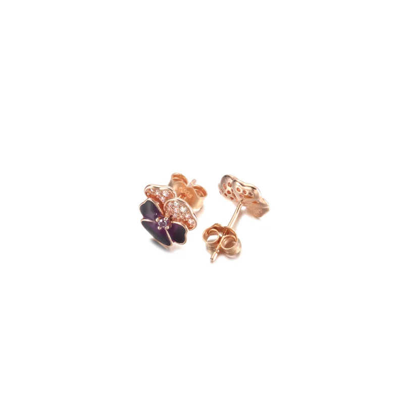 (image pour) Boucles d'oreilles clous PANDORA Deep Purple Pansy Flower - 280781C01 - Afficher 3