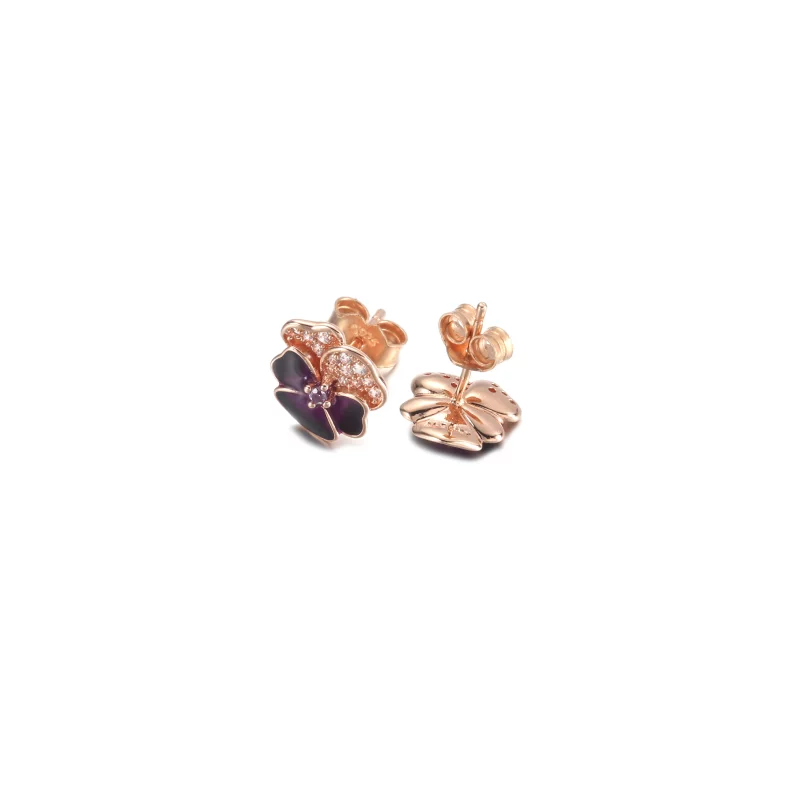 (image pour) Boucles d'oreilles clous PANDORA Deep Purple Pansy Flower - 280781C01 - Afficher 4