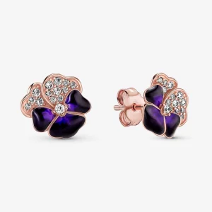 (image pour) Boucles d'oreilles clous PANDORA Deep Purple Pansy Flower - 280781C01