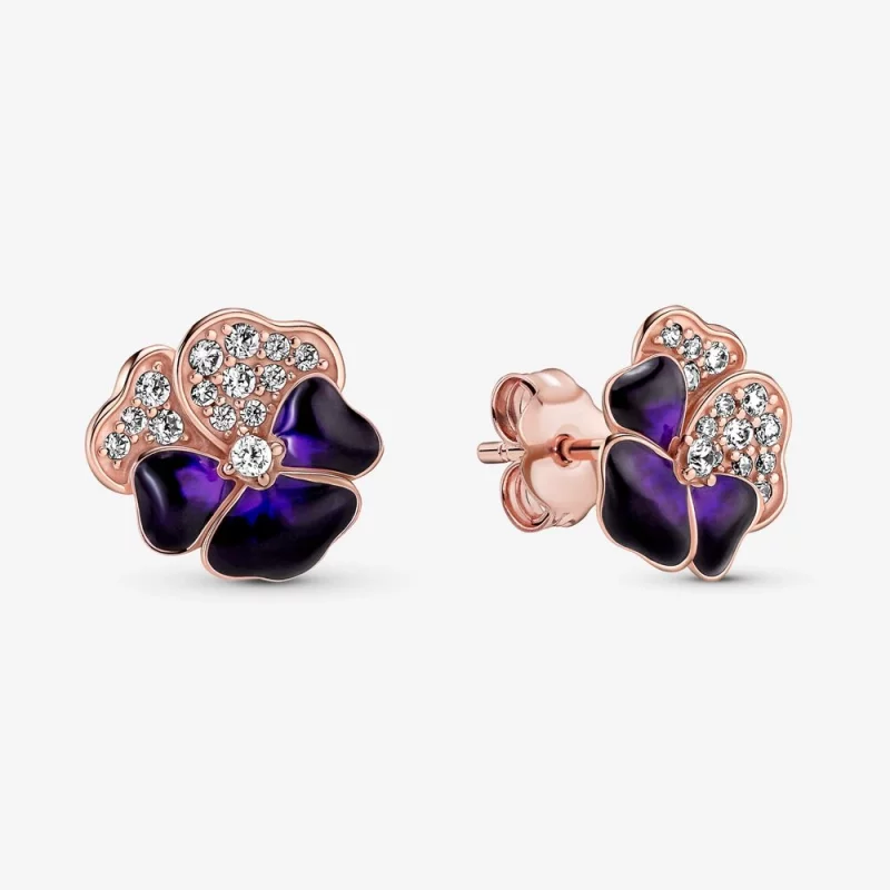 (image pour) Boucles d'oreilles clous PANDORA Deep Purple Pansy Flower - 280781C01