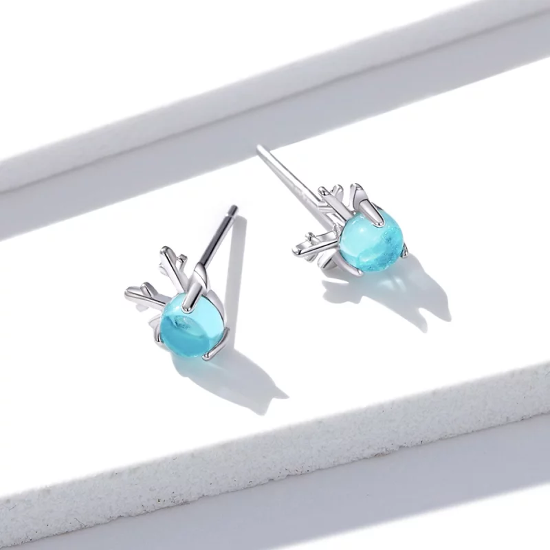 (image pour) Boucles d'oreilles à clous style Pandora en argent avec des bois de cerfs - BSE2 - Afficher 3