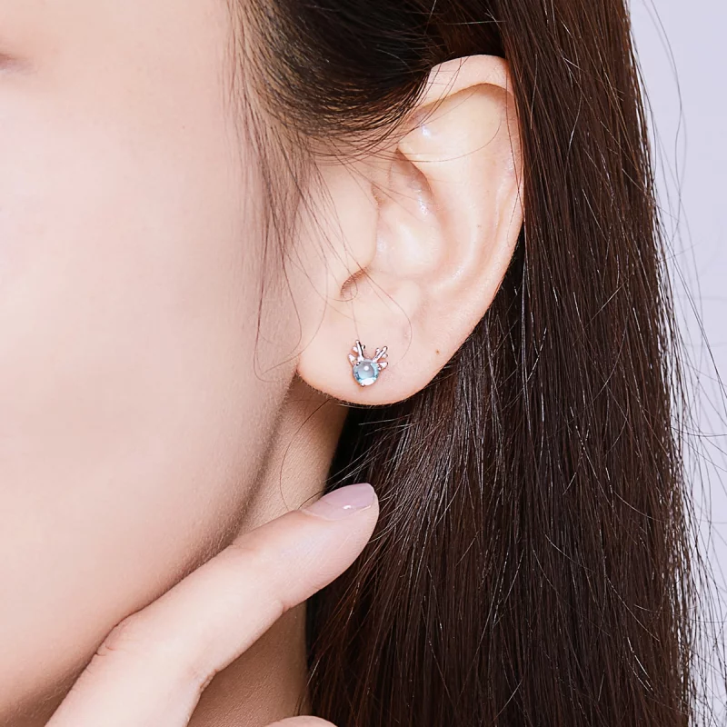 (image pour) Boucles d'oreilles à clous style Pandora en argent avec des bois de cerfs - BSE2 - Afficher 4