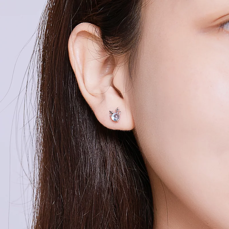 (image pour) Boucles d'oreilles à clous style Pandora en argent avec des bois de cerfs - BSE2 - Afficher 5
