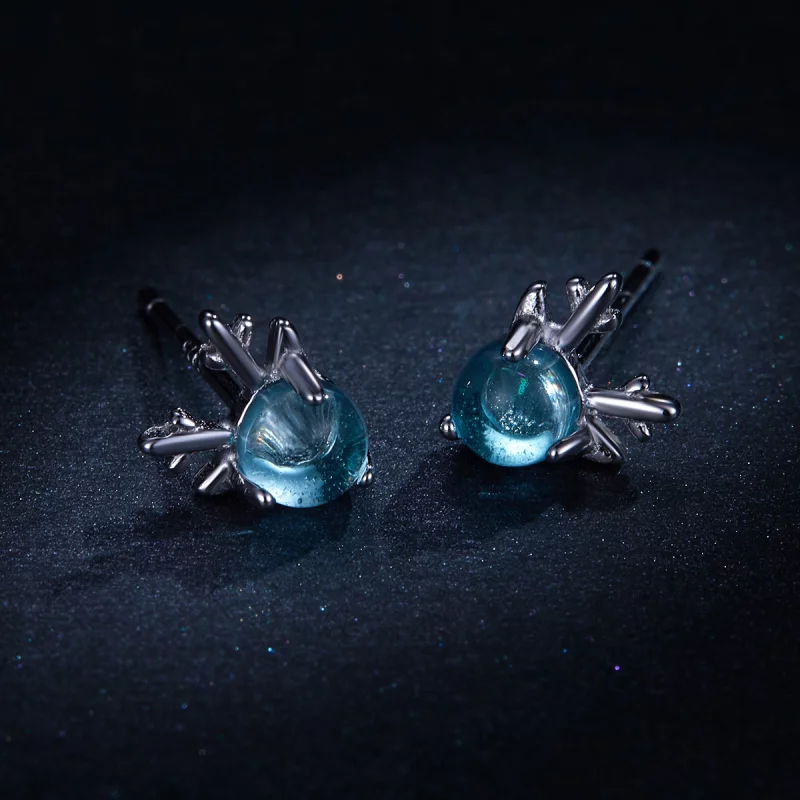 (image pour) Boucles d'oreilles à clous style Pandora en argent avec des bois de cerfs - BSE2 - Afficher 7