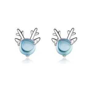(image pour) Boucles d'oreilles à clous style Pandora en argent avec des bois de cerfs - BSE210
