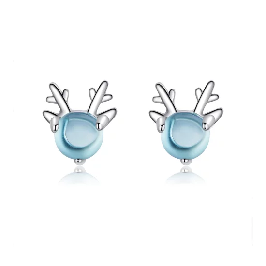 (image pour) Boucles d'oreilles à clous style Pandora en argent avec des bois de cerfs - BSE210