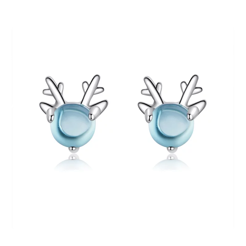 (image pour) Boucles d'oreilles à clous style Pandora en argent avec des bois de cerfs - BSE210