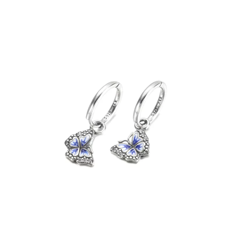 (image pour) Boucles d'oreilles créoles PANDORA Blue Butterfly - 290778C01 - Afficher 2