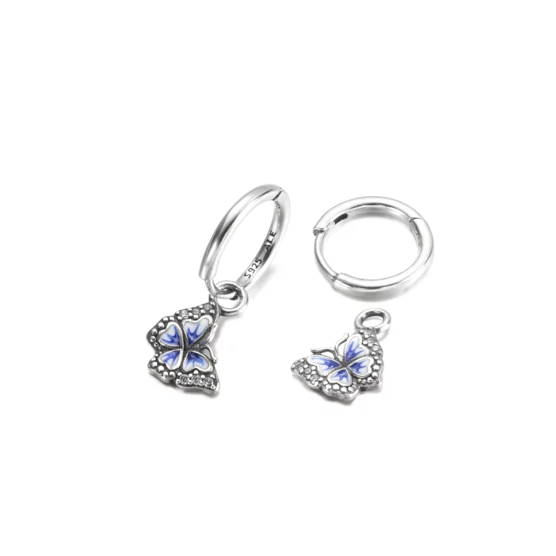 (image pour) Boucles d'oreilles créoles PANDORA Blue Butterfly - 290778C01 - Afficher 3