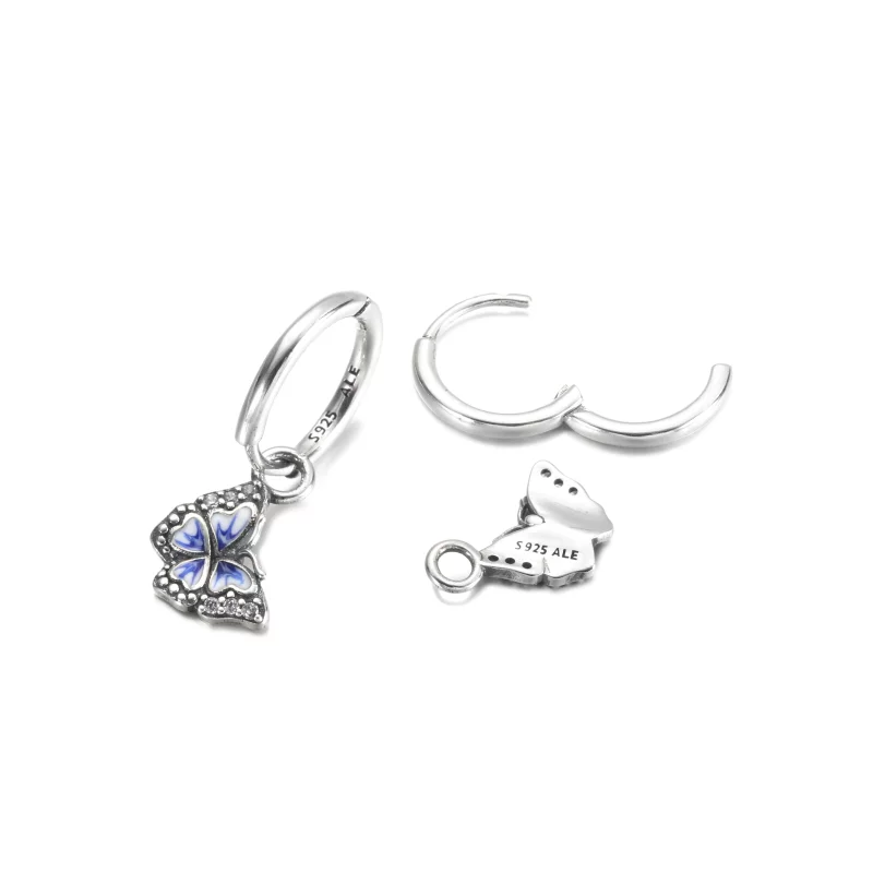 (image pour) Boucles d'oreilles créoles PANDORA Blue Butterfly - 290778C01 - Afficher 4