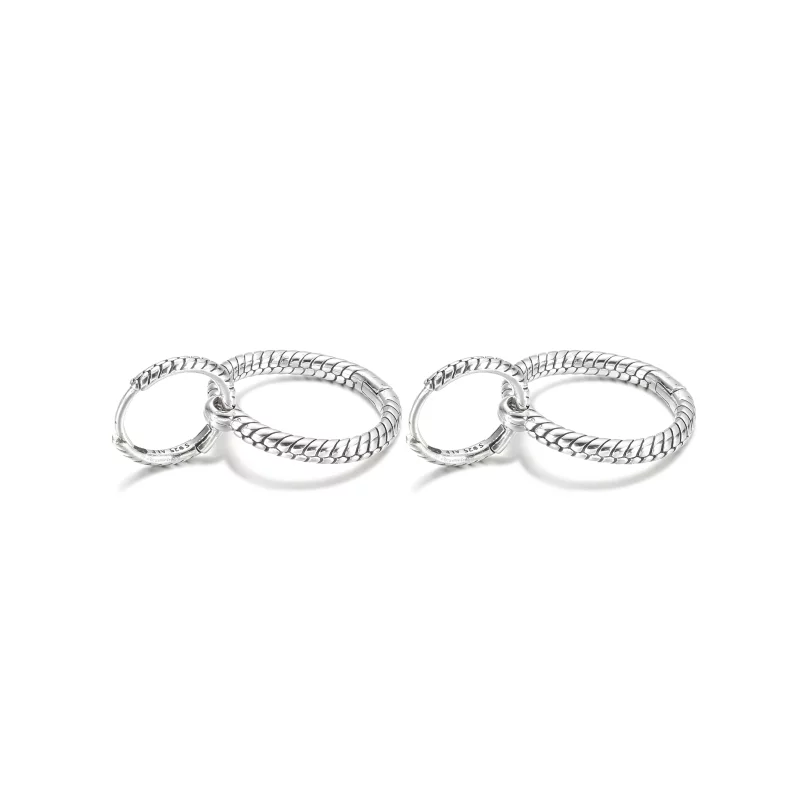 (image pour) Boucles d'oreilles à double anneau Pandora Moments Charm - 299562C00 - Afficher 4