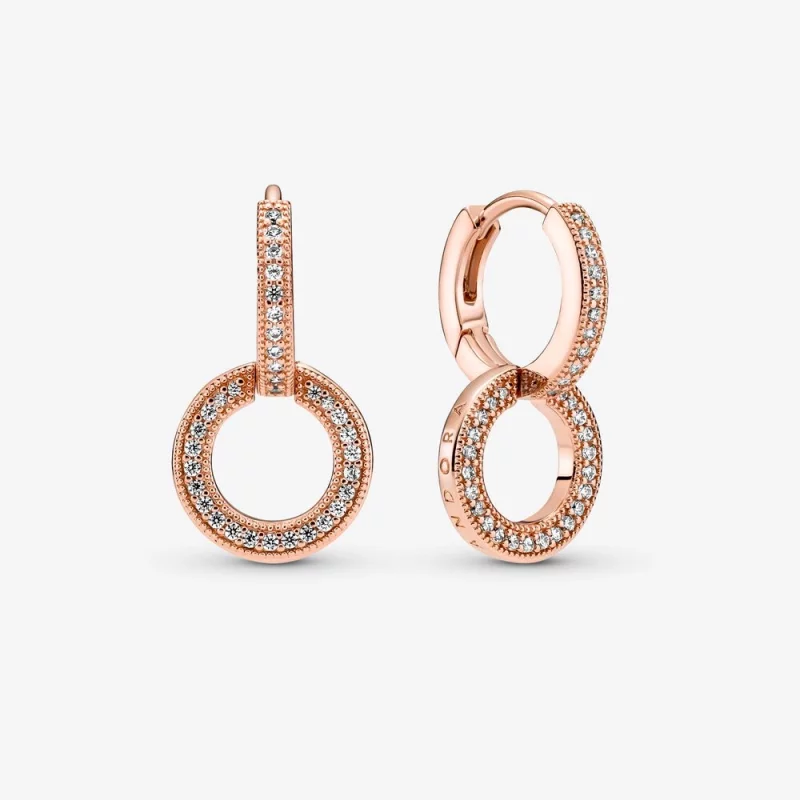 (image pour) Boucles d'oreilles double anneau étincelantes PANDORA - 289052C01