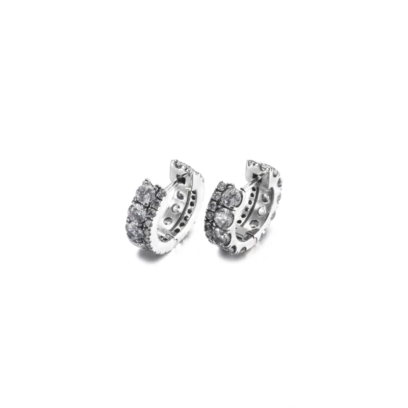 (image pour) Boucles d'oreilles à double bande pavée PANDORA - 290058C01 - Afficher 2