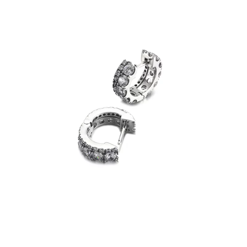 (image pour) Boucles d'oreilles à double bande pavée PANDORA - 290058C01 - Afficher 5