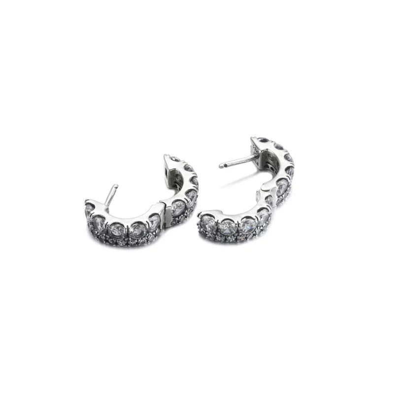 (image pour) Boucles d'oreilles à double bande pavée PANDORA - 290058C01 - Afficher 6