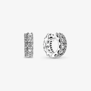 (image pour) Boucles d'oreilles à double bande pavée PANDORA - 290058C01
