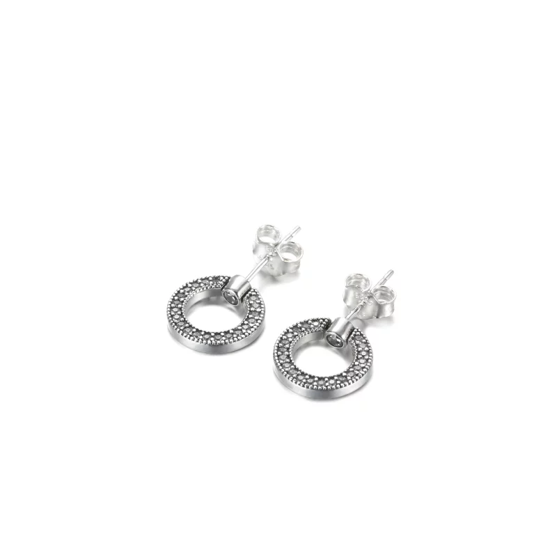 (image pour) Boucles d'oreilles PANDORA à clou réversibles avec cercle en pavé et logo - 2994 - Afficher 2