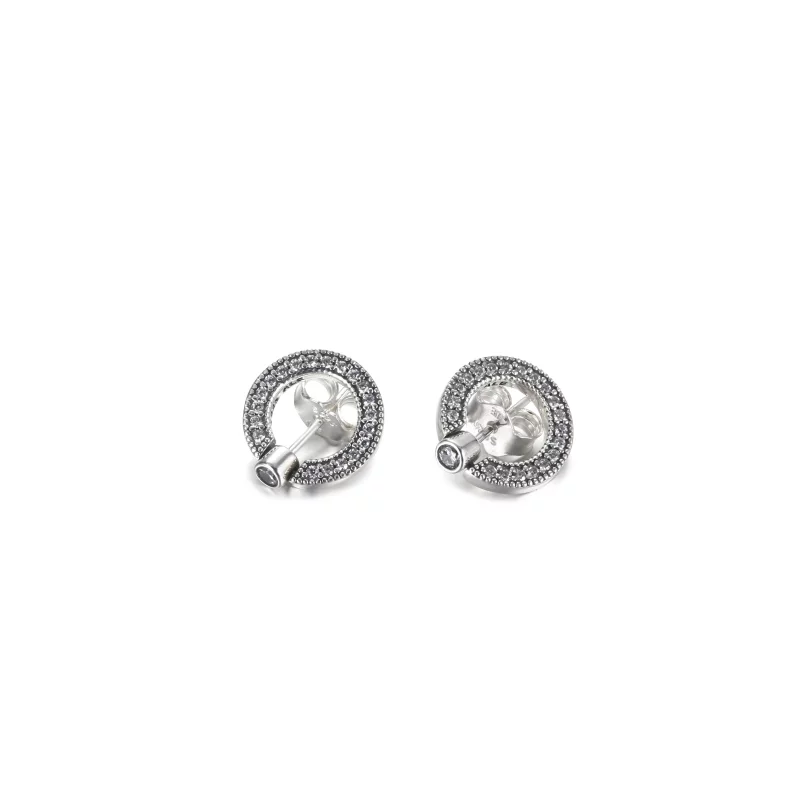 (image pour) Boucles d'oreilles PANDORA à clou réversibles avec cercle en pavé et logo - 2994 - Afficher 3