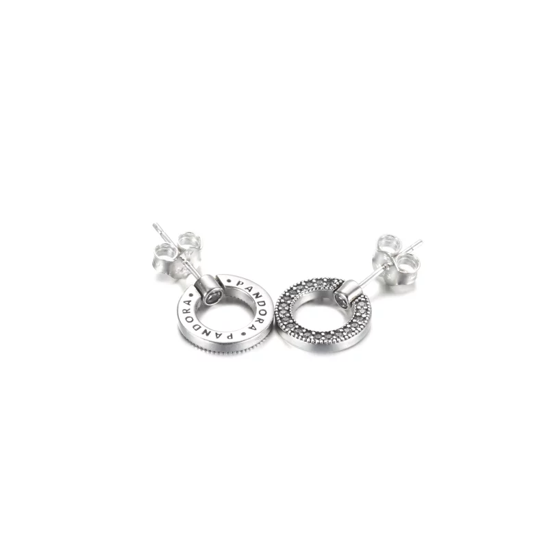 (image pour) Boucles d'oreilles PANDORA à clou réversibles avec cercle en pavé et logo - 2994 - Afficher 5