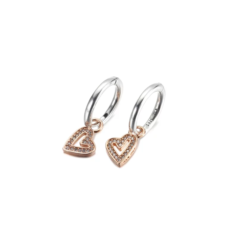 (image pour) Boucles d'oreilles PANDORA Sparkling Freehand Heart Hoop - 280090C01 - Afficher 2
