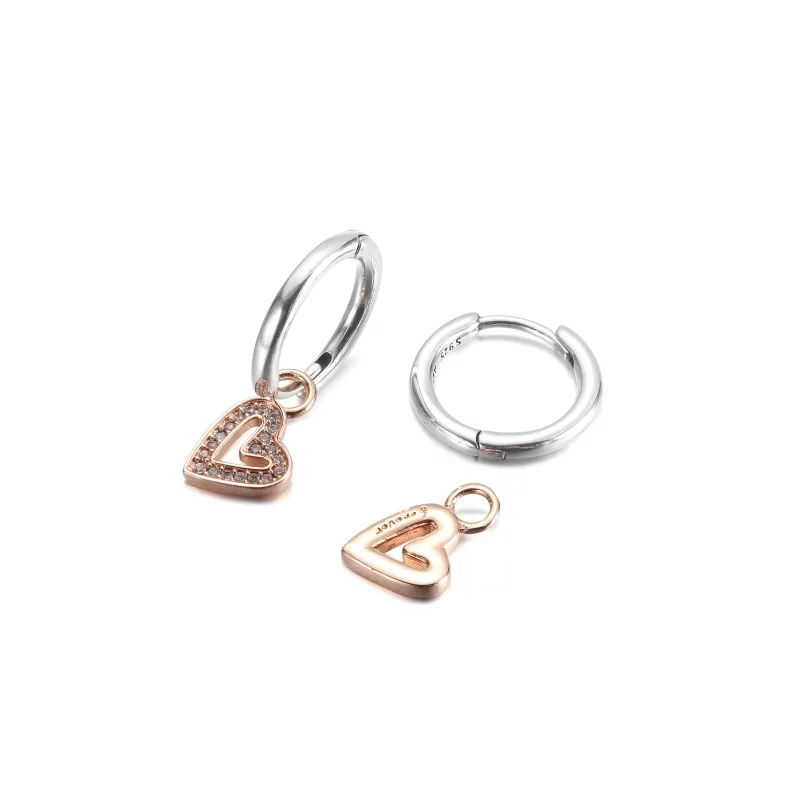 (image pour) Boucles d'oreilles PANDORA Sparkling Freehand Heart Hoop - 280090C01 - Afficher 3