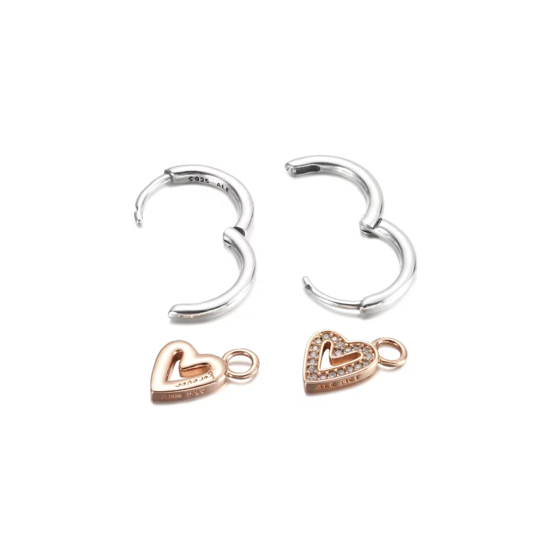 (image pour) Boucles d'oreilles PANDORA Sparkling Freehand Heart Hoop - 280090C01 - Afficher 4