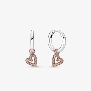 (image pour) Boucles d'oreilles PANDORA Sparkling Freehand Heart Hoop - 280090C01