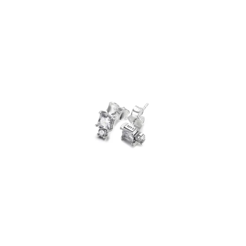 (image pour) Boucles d'oreilles rondes et carrées étincelantes PANDORA - 290036C01 - Afficher 2
