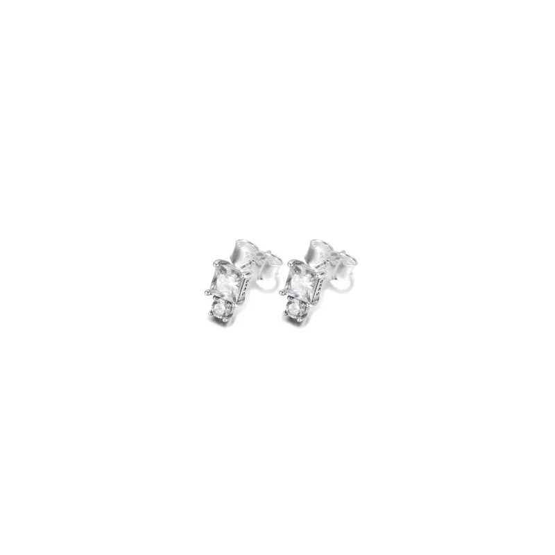 (image pour) Boucles d'oreilles rondes et carrées étincelantes PANDORA - 290036C01 - Afficher 3
