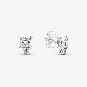 (image pour) Boucles d'oreilles rondes et carrées étincelantes PANDORA - 290036C01