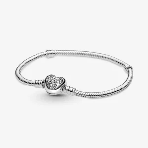 (image pour) Bracelet chaîne serpent à fermoir en forme de cœur Disney Pandora Moments Mickey Mouse - 599299C01