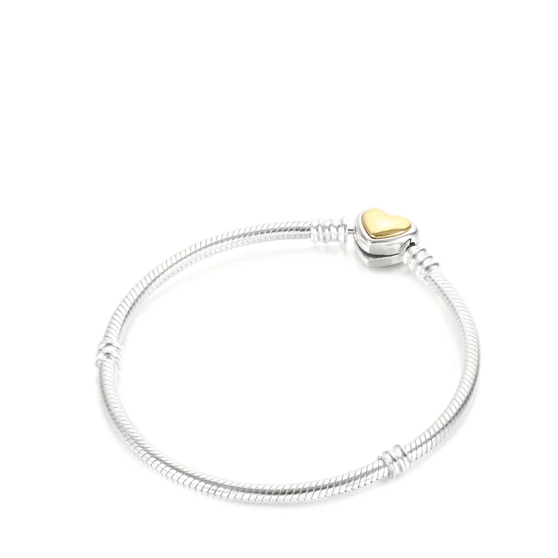(image pour) Bracelet à chaîne serpent PANDORA avec fermoir en forme de cœur doré - 599380C00 - Afficher 2