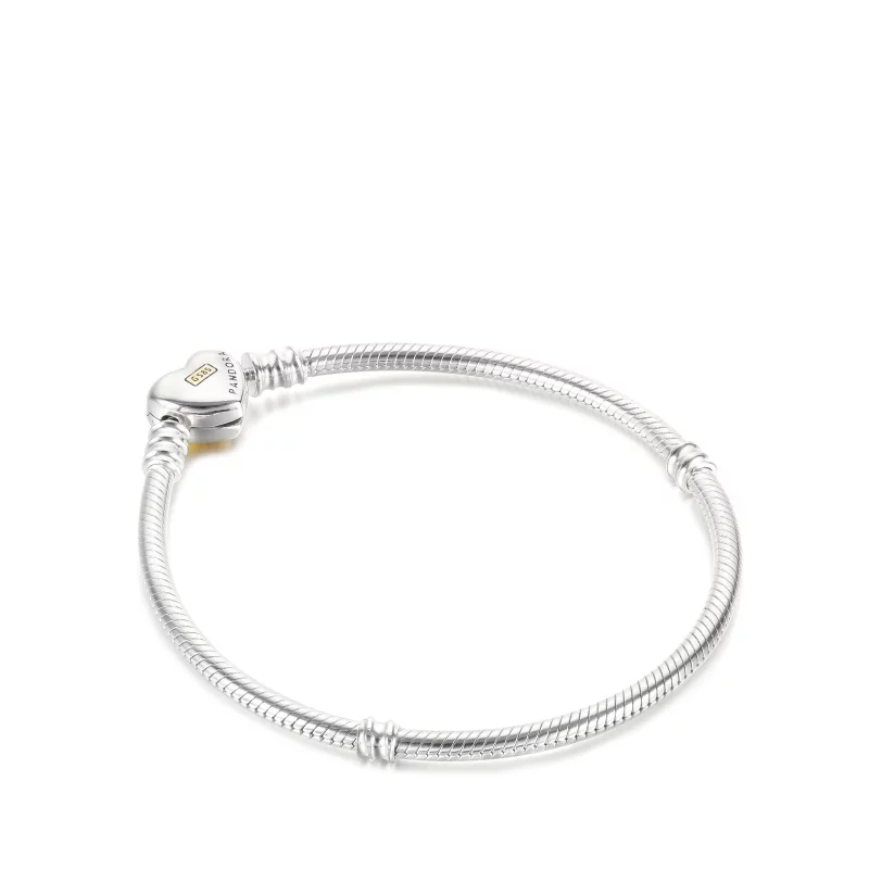 (image pour) Bracelet à chaîne serpent PANDORA avec fermoir en forme de cœur doré - 599380C00 - Afficher 3