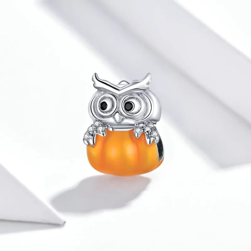 (image pour) Charm de citrouille et hibou en argent de style Pandora - BSC342 - Afficher 2