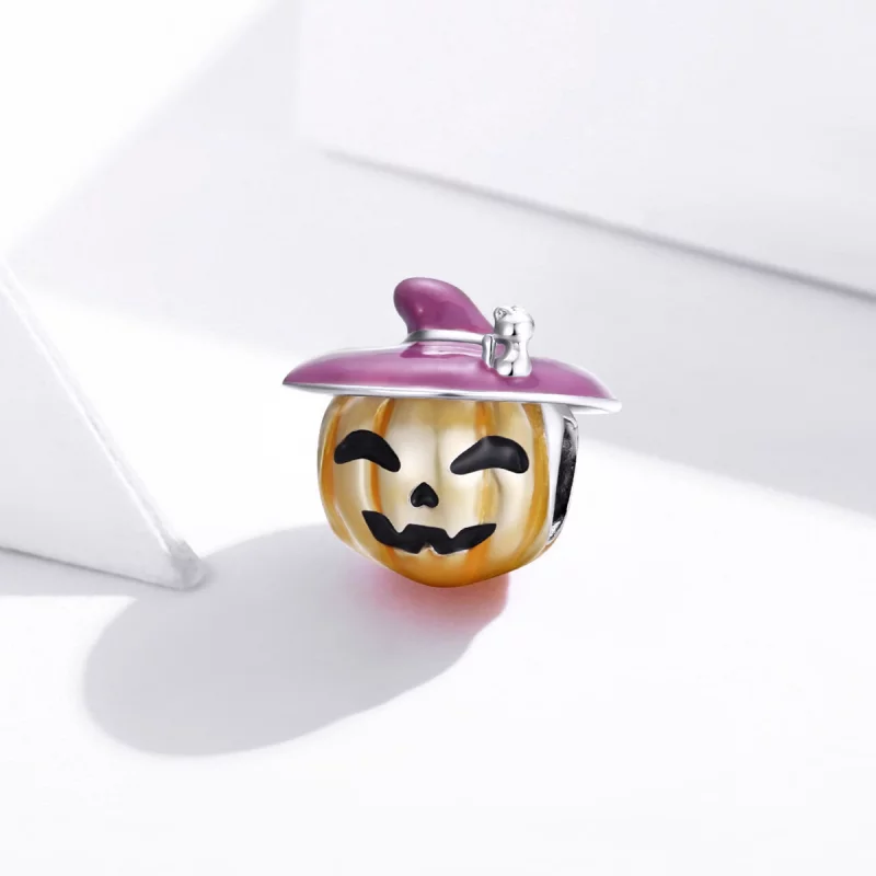 (image pour) Charm de citrouilles d'Halloween en argent de style Pandora - BSC329 - Afficher 2