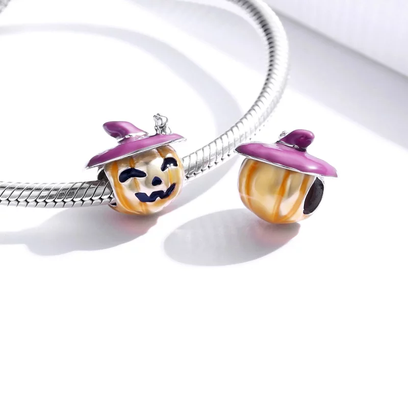 (image pour) Charm de citrouilles d'Halloween en argent de style Pandora - BSC329 - Afficher 4