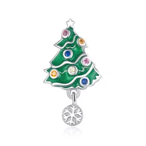 (image pour) Charm de Noël coloré en forme de sapin de Noël style Pandora - BSC374