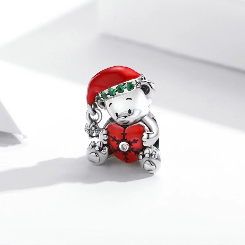 (image pour) Charm de Noël en argent de style Pandora avec un ours - SCC2035 - Afficher 2
