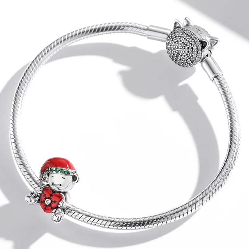 (image pour) Charm de Noël en argent de style Pandora avec un ours - SCC2035 - Afficher 3