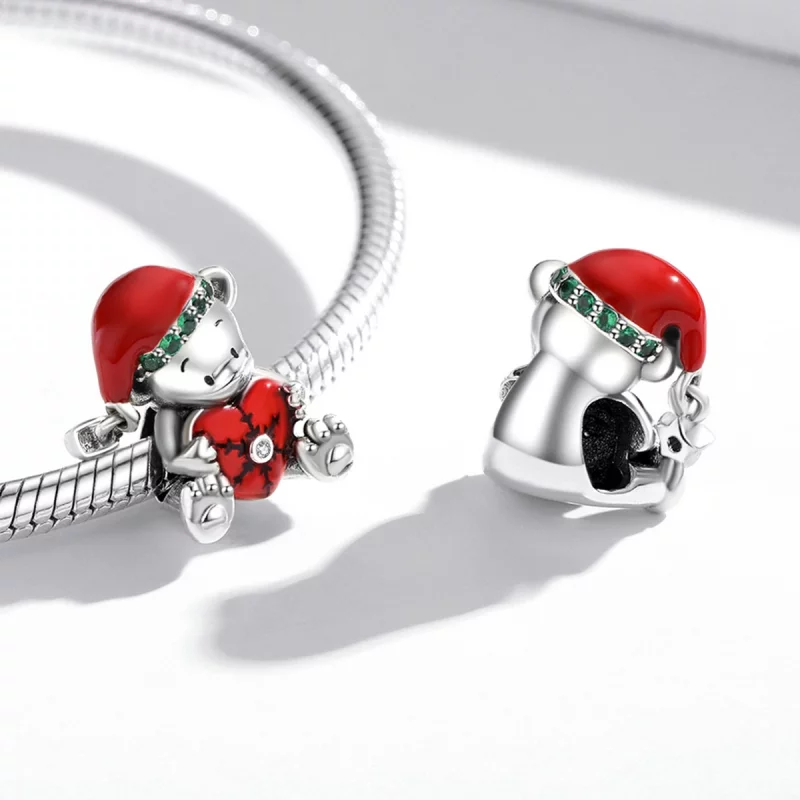 (image pour) Charm de Noël en argent de style Pandora avec un ours - SCC2035 - Afficher 4