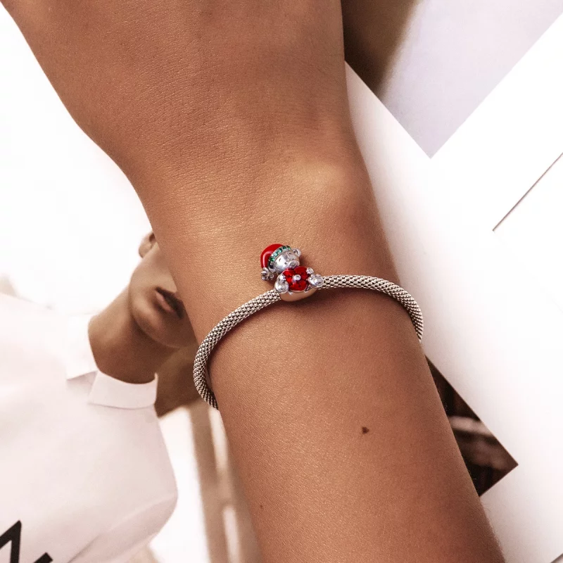 (image pour) Charm de Noël en argent de style Pandora avec un ours - SCC2035 - Afficher 5