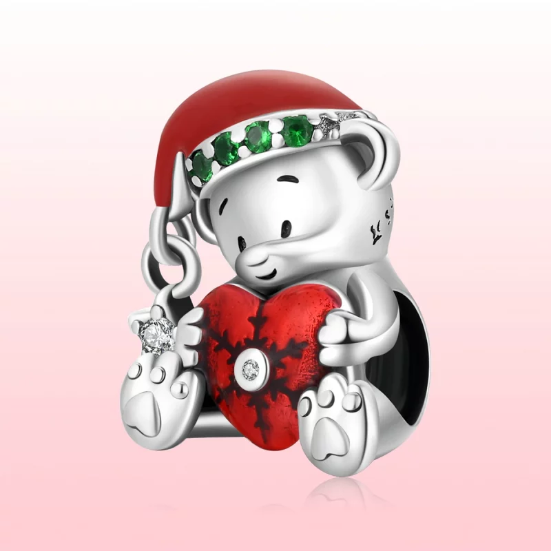 (image pour) Charm de Noël en argent de style Pandora avec un ours - SCC2035 - Afficher 6