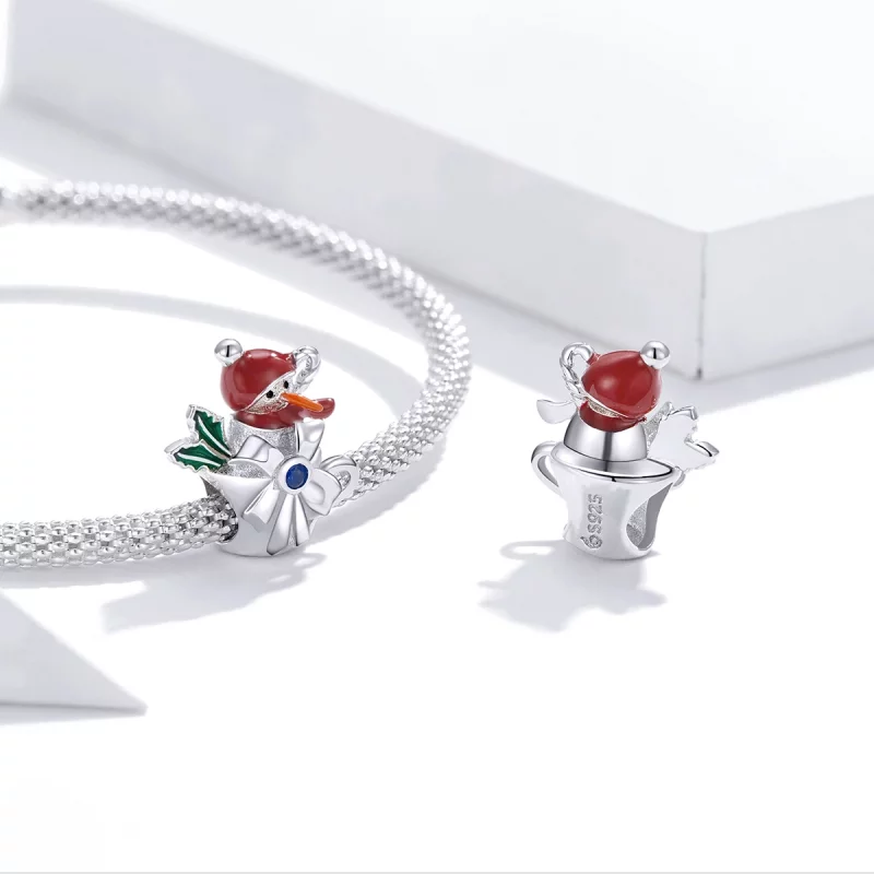 (image pour) Charm de tasse de bonhomme de neige en argent de style Pandora - BSC373 - Afficher 4