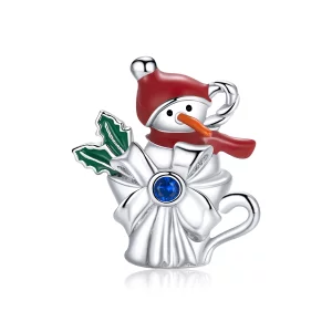 Charm de tasse de bonhomme de neige en argent de style Pandora - BSC373 (image pour) Charm de tasse de bonhomme de neige en argent de style Pandora - BSC373