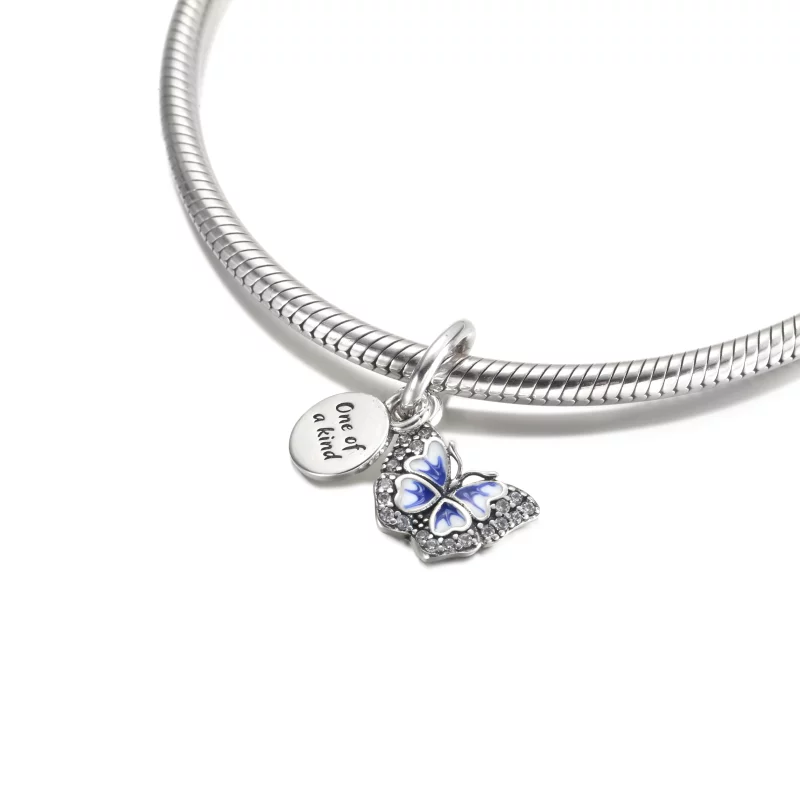 (image pour) Charm double pendentif PANDORA papillon bleu et citation - 790757C01 - Afficher 4